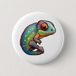 Chapa Redonda De 5 Cm ilustracion chameleon personalizado