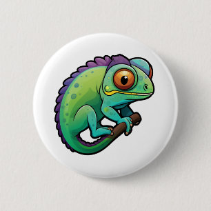 Chapa Redonda De 5 Cm ilustracion chameleon personalizado