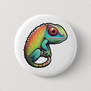 Chapa Redonda De 5 Cm ilustracion chameleon personalizado
