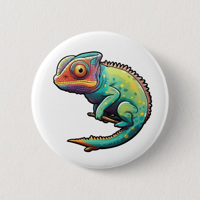 Chapa Redonda De 5 Cm ilustracion chameleon personalizado (Anverso)