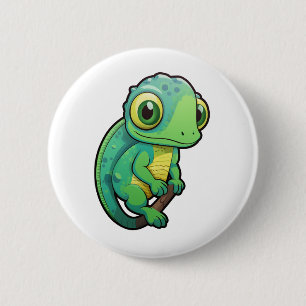Chapa Redonda De 5 Cm ilustracion chameleon personalizado