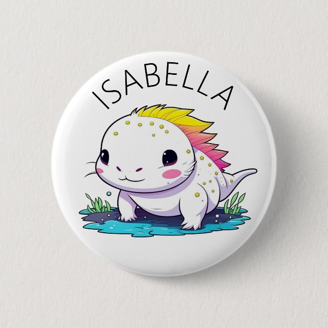 Chapa Redonda De 5 Cm Ilustracion Cute Kawaii Axolotl personalizado (Anverso)