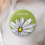 Chapa Redonda De 5 Cm Ilustracion Daisy Floral de moda - cal y amarillo<br><div class="desc">Una obra de arte zen y caprichosa,  hipster. Puede añadir un nombre,  un monograma u otro texto personalizado. Si necesita mover el dibujo,  haga clic en el botón personalizar para realizar cambios.</div>