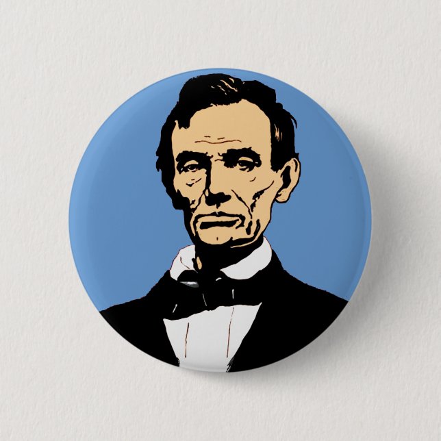 Chapa Redonda De 5 Cm Ilustracion de Abraham Lincoln en azul (Anverso)