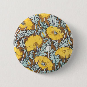 Chapa Redonda De 5 Cm Ilustración de Arte de Amapola Patrón de Flor