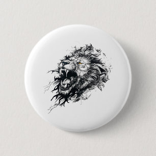 Chapa Redonda De 5 Cm Ilustracion de arte de animales salvajes de león