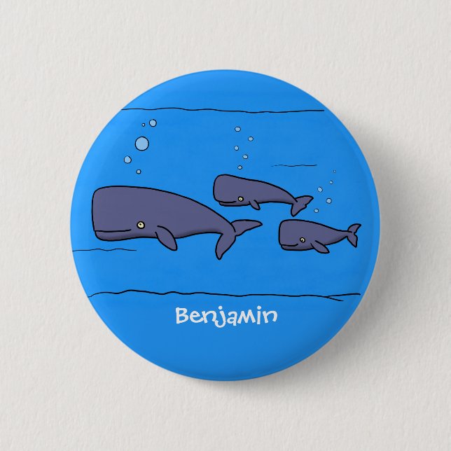 Chapa Redonda De 5 Cm Ilustracion de ballenas personalizados migratorias (Anverso)