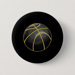 Chapa Redonda De 5 Cm Ilustracion de baloncesto Black Gold Ball Design S
