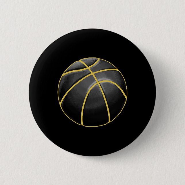 Chapa Redonda De 5 Cm Ilustracion de baloncesto Black Gold Ball Design S (Anverso)