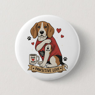 Chapa Redonda De 5 Cm Ilustración de Beagle con Tatuaje Me Encanta Mamá