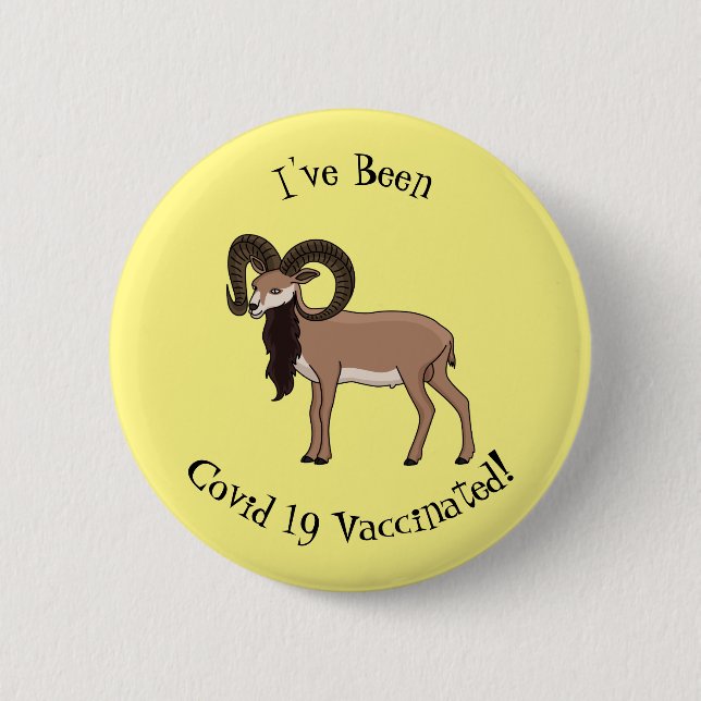 Chapa Redonda De 5 Cm Ilustracion de cabra de Mouflon (Anverso)