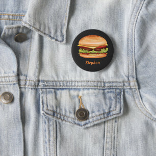 Chapa Redonda De 5 Cm Ilustración de comida rápida de hamburguesa con no