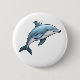Chapa Redonda De 5 Cm Ilustración de delfín de dibujos animados