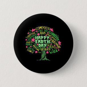 Chapa Redonda De 5 Cm Ilustracion de dibujo del árbol Happy Earth Day