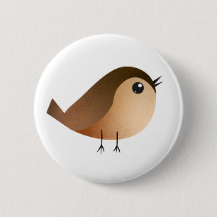 Chapa Redonda De 5 Cm Ilustración de dibujos animados de pájaros gorrion