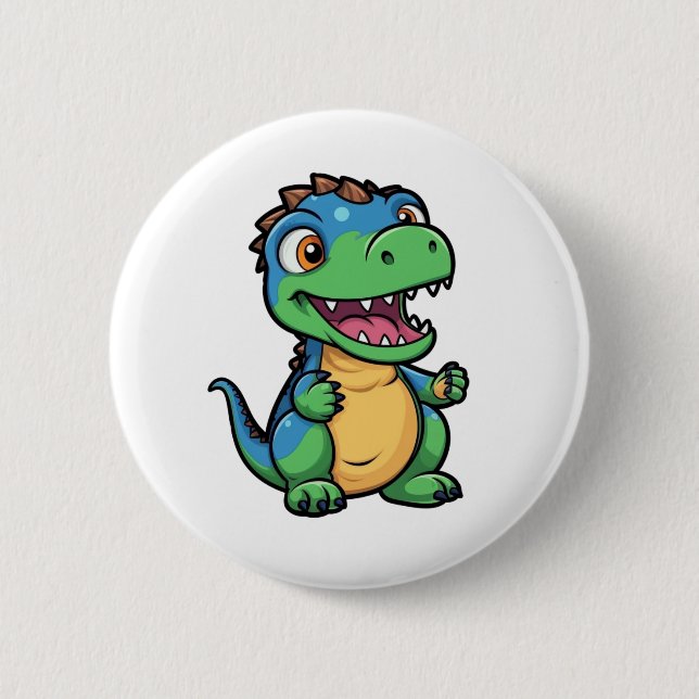 Chapa Redonda De 5 Cm ilustracion de dinosaurios personalizados (Anverso)