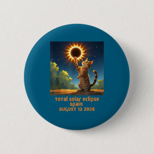 Chapa Redonda De 5 Cm Ilustración de eclipse solar total gato España