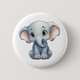 Chapa Redonda De 5 Cm Ilustración de elefante de dibujos animados