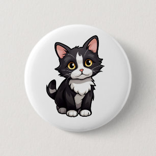 Chapa Redonda De 5 Cm Ilustración de gato de dibujos animados