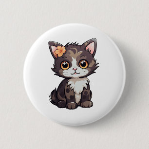 Chapa Redonda De 5 Cm Ilustración de gato de dibujos animados