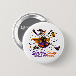 Chapa Redonda De 5 Cm Ilustración de Halloween VIP Skeleton Squad