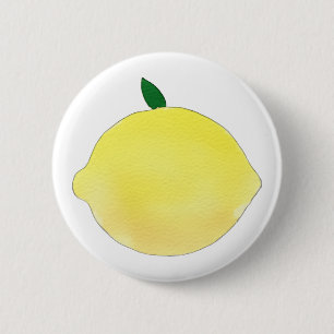 Chapa Redonda De 5 Cm Ilustración de limón amarillo vibrante