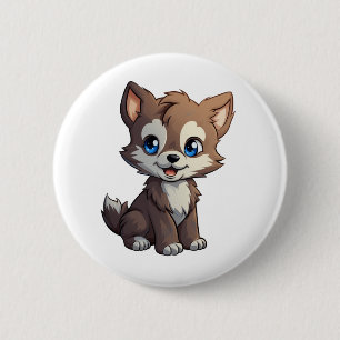 Chapa Redonda De 5 Cm ilustracion de lobo personalizado