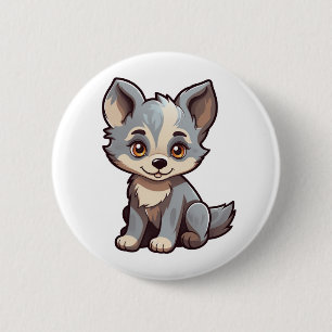 Chapa Redonda De 5 Cm ilustracion de lobo personalizado