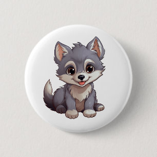 Chapa Redonda De 5 Cm ilustracion de lobo personalizado