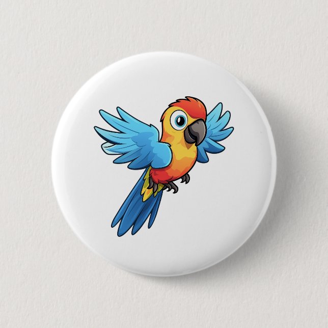 Chapa Redonda De 5 Cm ilustracion de loro personalizado (Anverso)