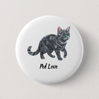 Chapa Redonda De 5 Cm Ilustración de majestuoso gato atigrado gris con o