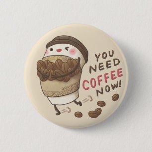 Chapa Redonda De 5 Cm Ilustración de Necesitas Café Ahora