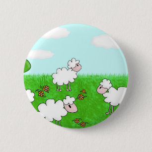 Chapa Redonda De 5 Cm Ilustración de niños de ovejas lindas