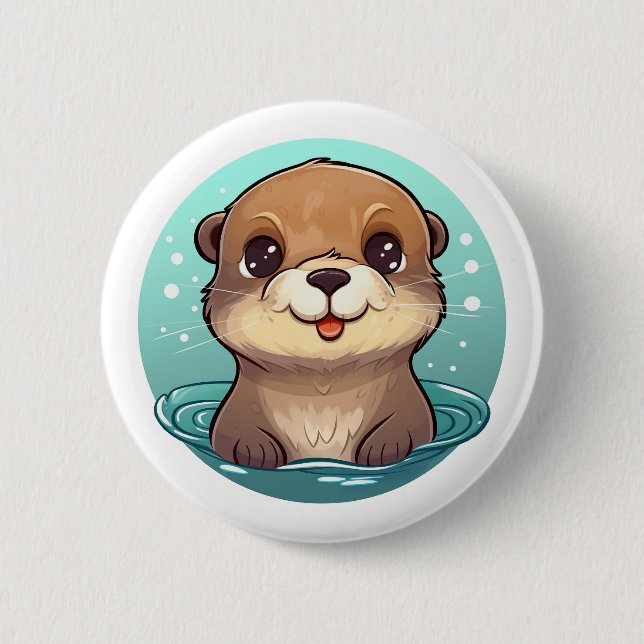 Chapa Redonda De 5 Cm ilustracion de nutria personalizado (Anverso)