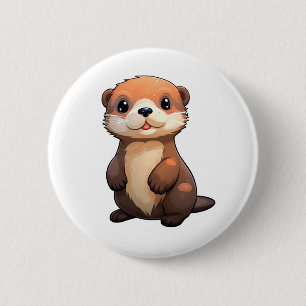 Chapa Redonda De 5 Cm ilustracion de nutria personalizado