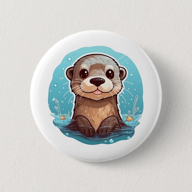 Chapa Redonda De 5 Cm ilustracion de nutria personalizado (Anverso)