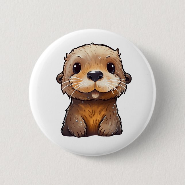 Chapa Redonda De 5 Cm ilustracion de nutria personalizado (Anverso)