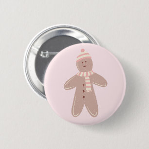 Chapa Redonda De 5 Cm Ilustracion de pan de jengibre rosado