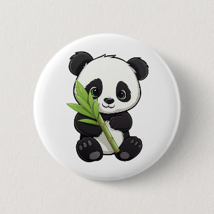 Chapa Redonda De 5 Cm Ilustración de panda de dibujos animados
