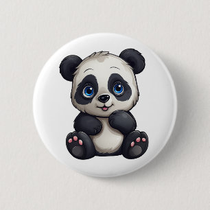 Chapa Redonda De 5 Cm Ilustración de panda de dibujos animados