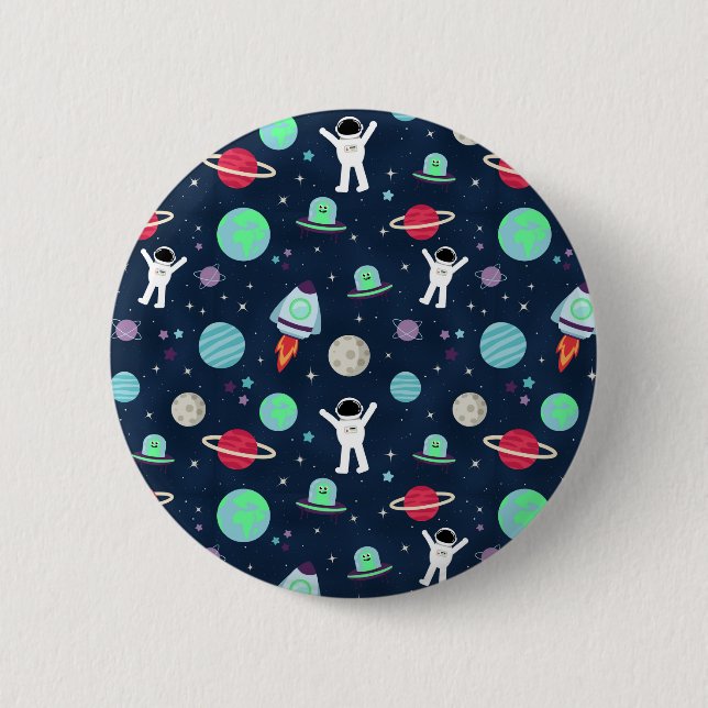 Chapa Redonda De 5 Cm Ilustración de patrón espacial (Anverso)