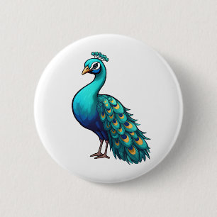 Chapa Redonda De 5 Cm ilustracion de pavo real personalizado