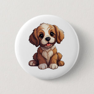 Chapa Redonda De 5 Cm Ilustración de perro de dibujos animados