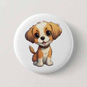 Chapa Redonda De 5 Cm Ilustración de perro de dibujos animados