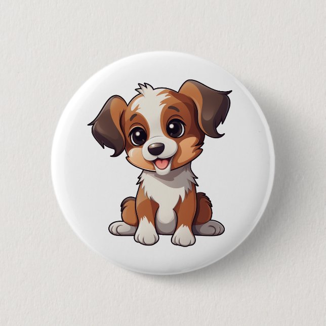 Chapa Redonda De 5 Cm Ilustracion de perro de dibujos animados (Anverso)