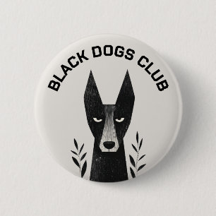 Chapa Redonda De 5 Cm Ilustración de perro negro