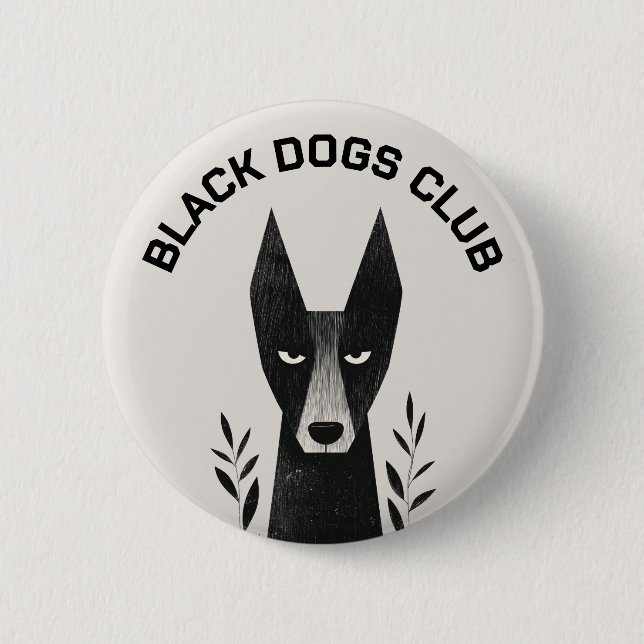 Chapa Redonda De 5 Cm Ilustración de perro negro (Anverso)