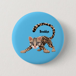 Chapa Redonda De 5 Cm Ilustracion de personalizado de ocelot de Cute