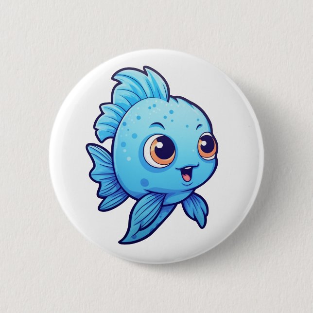 Chapa Redonda De 5 Cm ilustracion de pescado personalizado (Anverso)