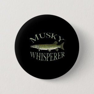 Chapa Redonda De 5 Cm Ilustración de pez muskellunge musky arte de pesca
